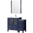 Lexora Volez 48" W x 18.25" D Single Bath Vanity with Side Cabinet with White Ceramic Top and 34" Mirror