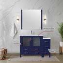 Lexora Volez 48" W x 18.25" D Single Bath Vanity with Side Cabinet with White Ceramic Top and 34" Mirror