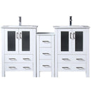 Lexora Volez 60" W x 18.25" D Double Bath Vanity with Side Cabinet White Ceramic Top and Faucet Set