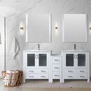 Lexora Volez 72" W x 18.25" D Double Bath Vanity with Side Cabinet White Ceramic Top and Faucet Set