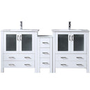 Lexora Volez 72" W x 18.25" D Double Bath Vanity with Side Cabinet White Ceramic Top and Faucet Set