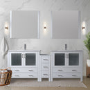 Lexora Volez 84" W x 18.25" D Double Bath Vanity with Side Cabinets White Ceramic Top