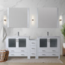 Lexora Volez 84" W x 18.25" D Double Bath Vanity with Side Cabinets White Ceramic Top and Faucet Set