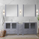 Lexora Volez 84" W x 18.25" D Double Bath Vanity with Side Cabinets White Ceramic Top and Faucet Set