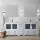 Lexora Volez 84" W x 18.25" D Double Bath Vanity with Side Cabinet and White Ceramic Top