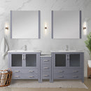 Lexora Volez 84" W x 18.25" D Double Bath Vanity with Side Cabinet and White Ceramic Top Faucet Set