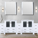 Lexora Volez 96" W x 18.25" D Double Bath Vanity with Side Cabinets and White Ceramic Top