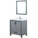 Lexora Ziva 30" W x 22" D Bath Vanity White Quartz Top with Faucet Set and 28" Mirror