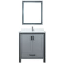 Lexora Ziva 30" W x 22" D Bath Vanity White Quartz Top with Faucet Set and 28" Mirror