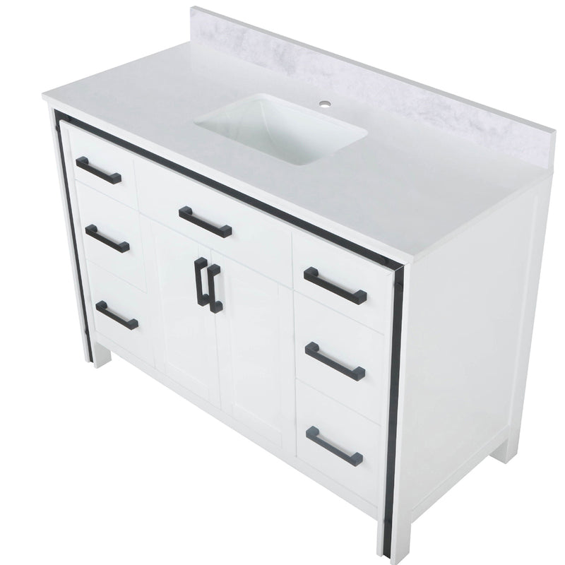 Lexora Ziva 48" W x 22" D Bath Vanity and White Quartz Top