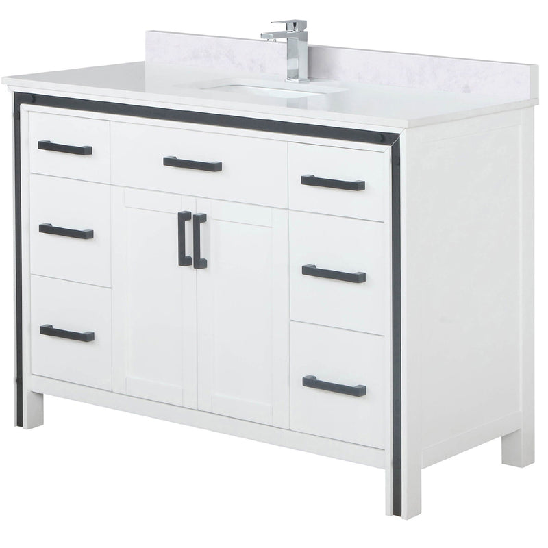 Lexora Ziva 48" W x 22" D Bath Vanity with White Quartz Top and Faucet Set