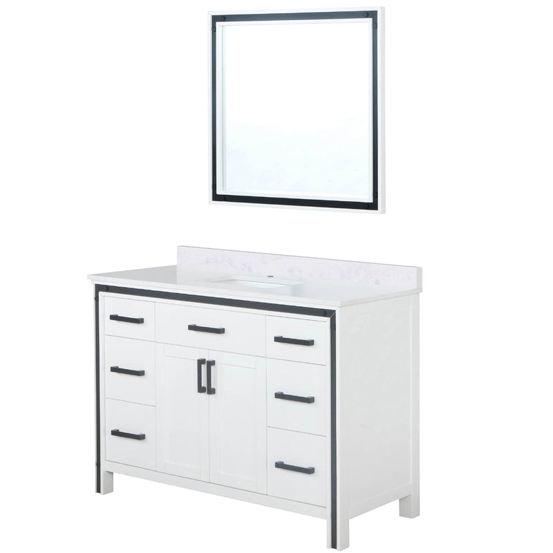 Lexora Ziva 48" W x 22" D Bath Vanity with White Quartz Top and 34" Mirror