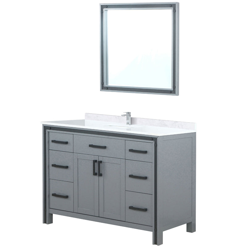 Lexora Ziva 48" W x 22" D Bath Vanity with White Quartz Top and Faucet Set