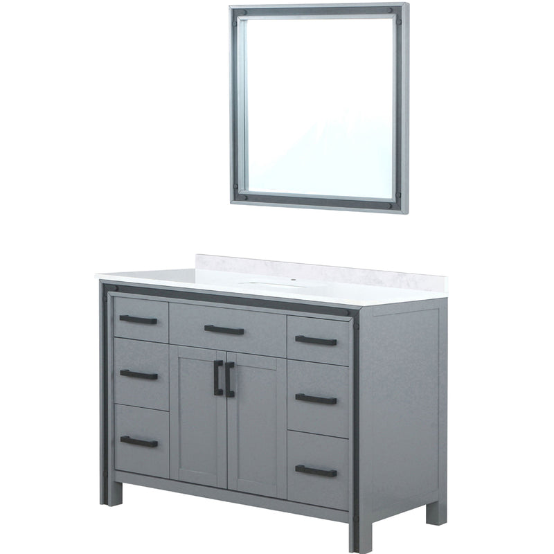 Lexora Ziva 48" W x 22" D Bath Vanity with White Quartz Top and 34" Mirror