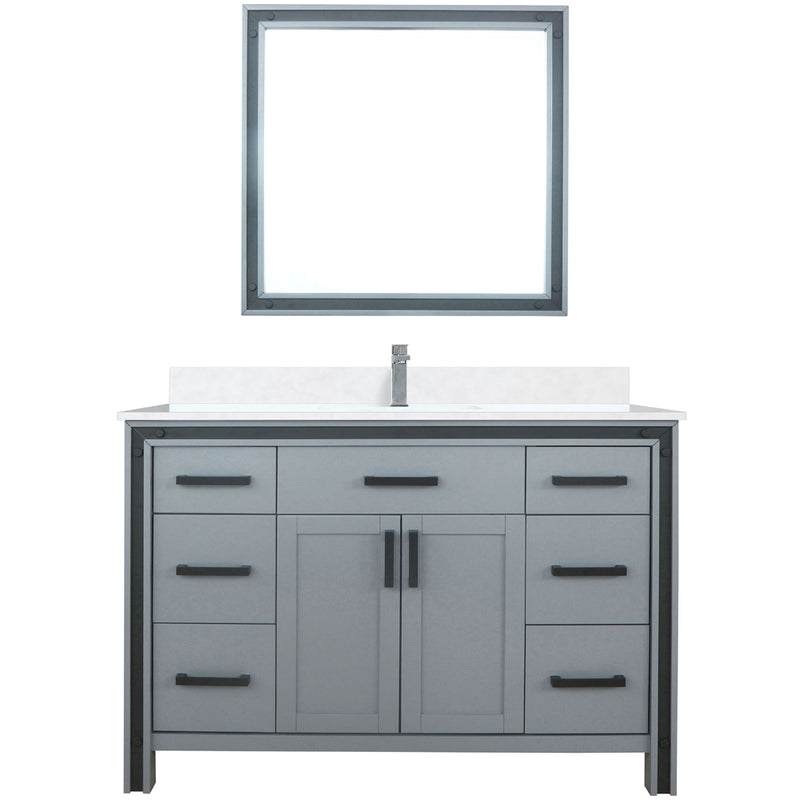 Lexora Ziva 48" W x 22" D Bath Vanity White Quartz Top with Faucet Set and 34" Mirror