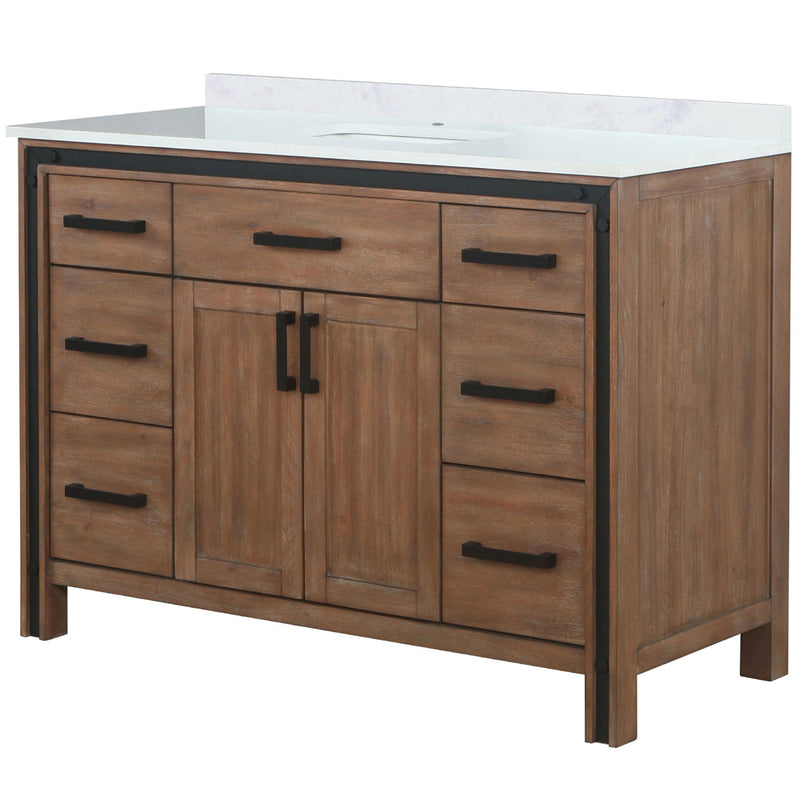 Lexora Ziva 48" W x 22" D Bath Vanity and White Quartz Top