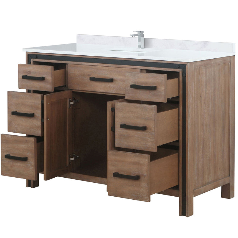 Lexora Ziva 48" W x 22" D Bath Vanity with Cultured Marble Top and Faucet Set