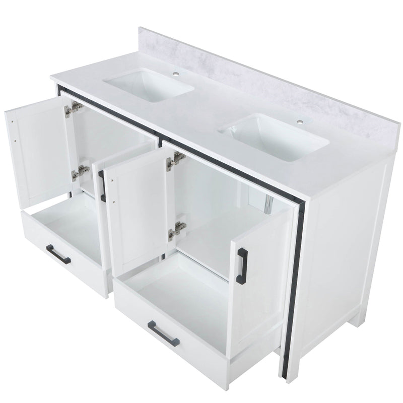 Lexora Ziva 60" W x 22" D Double Bath Vanity and White Quartz Top