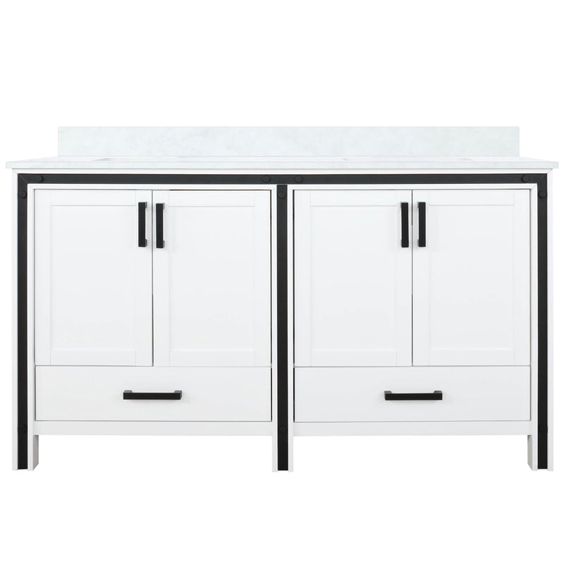 Lexora Ziva 60" W x 22" D Double Bath Vanity and White Quartz Top