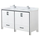 Lexora Ziva 60" W x 22" D Double Bath Vanity with White Quartz Top and Faucet Set