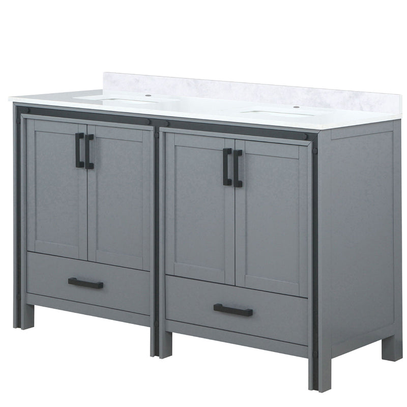 Lexora Ziva 60" W x 22" D Double Bath Vanity and White Quartz Top