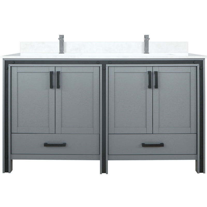 Lexora Ziva 60" W x 22" D Double Bath Vanity with White Quartz Top and Faucet Set