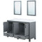 Lexora Ziva 60" W x 22" D Double Bath Vanity with White Quartz Top and 22" Mirrors