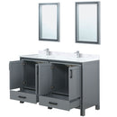 Lexora Ziva 60" W x 22" D Double Bath Vanity White Quartz Top with Faucet Set and 22" Mirrors