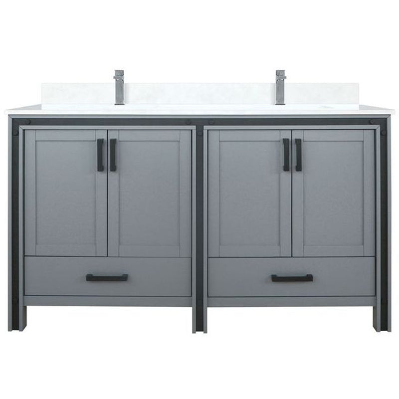 Lexora Ziva 60" W x 22" D Double Bath Vanity with Cultured Marble Top and Faucet Set