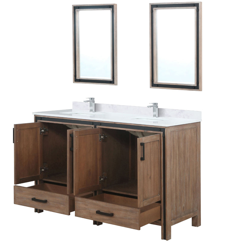 Lexora Ziva 60" W x 22" D Double Bath Vanity and White Quartz Top