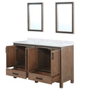 Lexora Ziva 60" W x 22" D Double Bath Vanity with White Quartz Top and 22" Mirrors