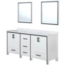 Lexora Ziva 72" W x 22" D Double Bath Vanity with White Quartz Top and 30" Mirrors