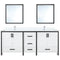 Lexora Ziva 72" W x 22" D Double Bath Vanity White Quartz Top with Faucet Set and 30" Mirrors