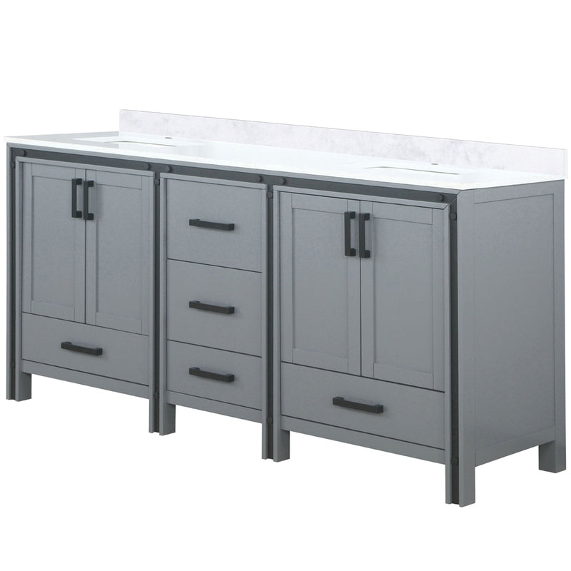 Lexora Ziva 72" W x 22" D Double Bath Vanity and White Quartz Top