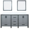 Lexora Ziva 72" W x 22" D Double Bath Vanity with White Quartz Top and 30" Mirrors