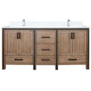 Lexora Ziva 72" W x 22" D Double Bath Vanity with White Quartz Top and Faucet Set