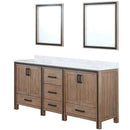 Lexora Ziva 72" W x 22" D Double Bath Vanity with White Quartz Top and 30" Mirrors