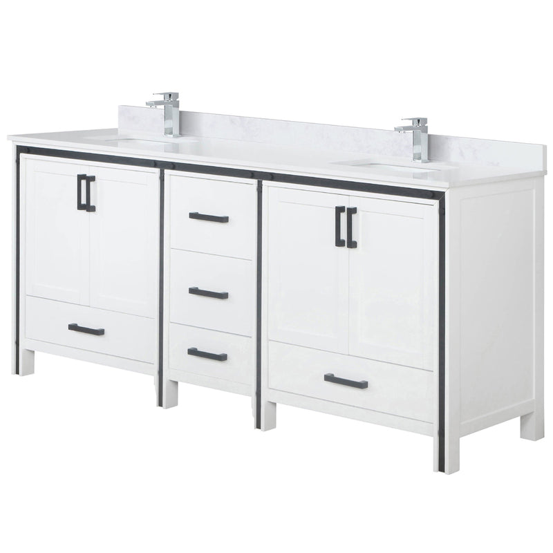 Lexora Ziva 80" W x 22" D Double Bath Vanity with White Quartz Top and Faucet Set