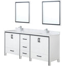 Lexora Ziva 80" W x 22" D Double Bath Vanity White Quartz Top with Faucet Set and 30" Mirrors