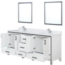 Lexora Ziva 80" W x 22" D Double Bath Vanity White Quartz Top with Faucet Set and 30" Mirrors