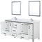 Lexora Ziva 80" W x 22" D Double Bath Vanity White Quartz Top with Faucet Set and 30" Mirrors