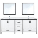 Lexora Ziva 80" W x 22" D Double Bath Vanity White Quartz Top with Faucet Set and 30" Mirrors