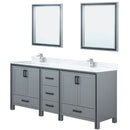 Lexora Ziva 80" W x 22" D Double Bath Vanity White Quartz Top with Faucet Set and 30" Mirrors