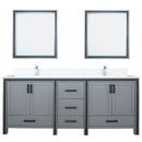 Lexora Ziva 80" W x 22" D Double Bath Vanity White Quartz Top with Faucet Set and 30" Mirrors