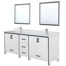 Lexora Ziva 84" W x 22" D Double Bath Vanity White Quartz Top with Faucet Set and 34" Mirrors