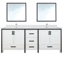 Lexora Ziva 84" W x 22" D Double Bath Vanity White Quartz Top with Faucet Set and 34" Mirrors