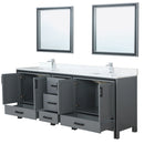 Lexora Ziva 84" W x 22" D Double Bath Vanity White Quartz Top with Faucet Set and 34" Mirrors