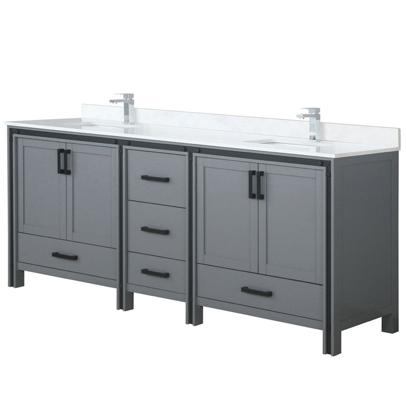 Lexora Ziva 84" W x 22" D Double Bath Vanity Cultured Marble Top and Faucet Set