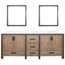 Lexora Ziva 84" W x 22" D Double Bath Vanity with White Quartz Top and 34" Mirrors