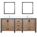 Lexora Ziva 84" W x 22" D Double Bath Vanity White Quartz Top with Faucet Set and 34" Mirrors